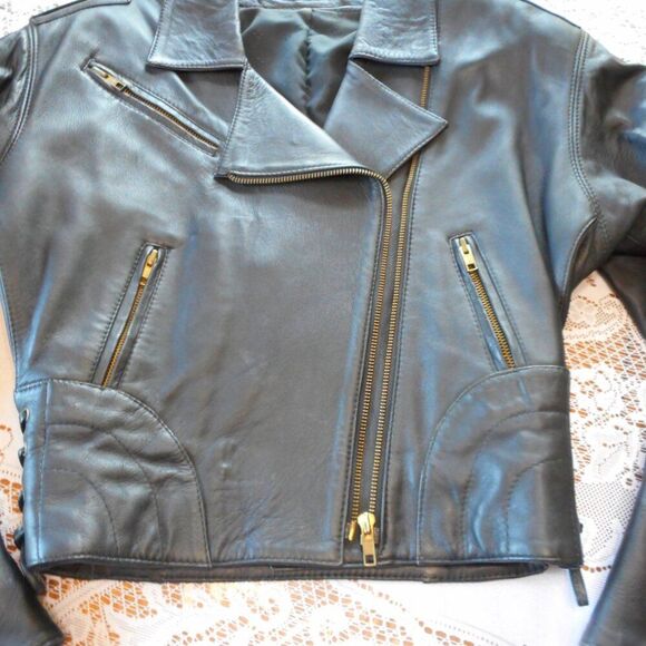 FABULOUS MOTO SKIRT & JACKET SET, Black Leather - Picture 3 of 14